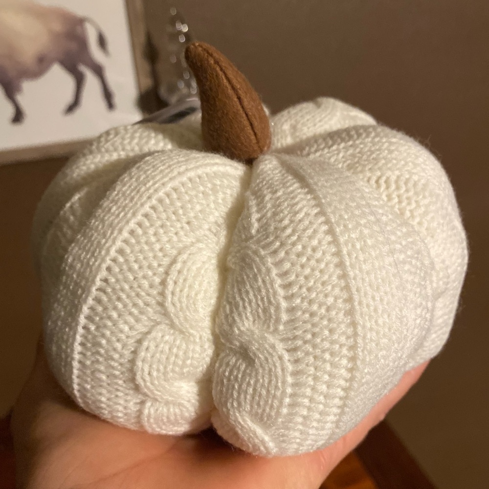 NEW 6in, round cableknit pumpkin